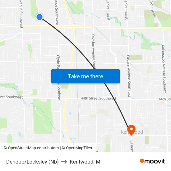 Dehoop/Locksley (Nb) to Kentwood, MI map