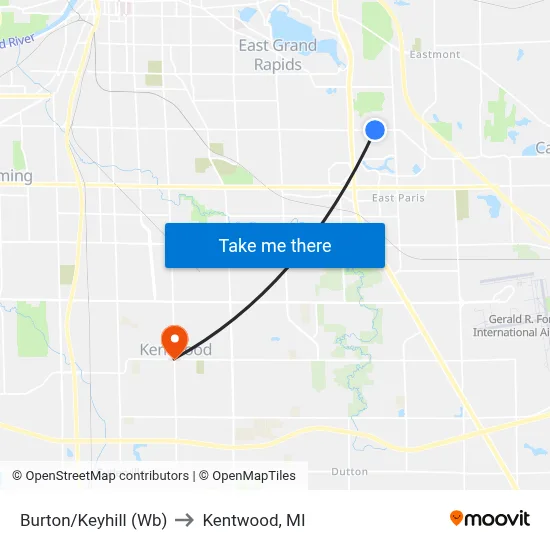 Burton/Keyhill (Wb) to Kentwood, MI map