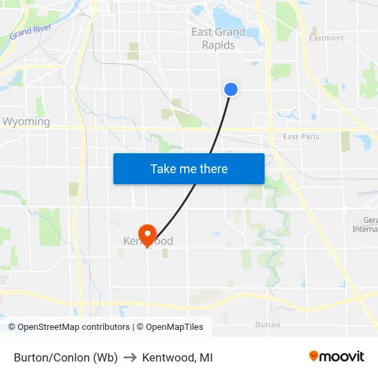 Burton/Conlon (Wb) to Kentwood, MI map