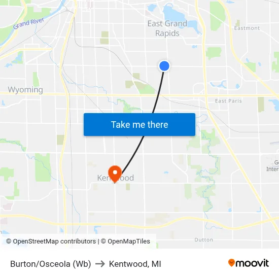 Burton/Osceola (Wb) to Kentwood, MI map