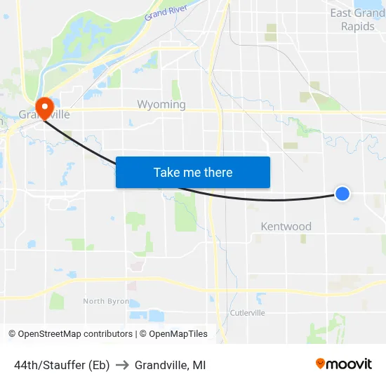 44th/Stauffer (Eb) to Grandville, MI map