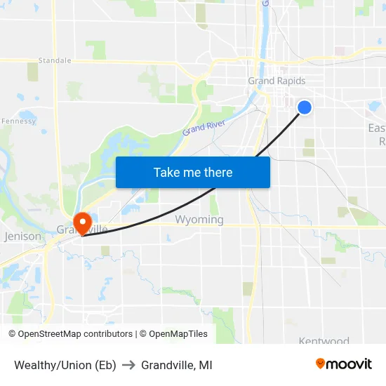 Wealthy/Union (Eb) to Grandville, MI map