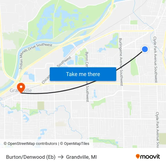 Burton/Denwood (Eb) to Grandville, MI map