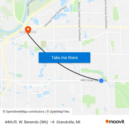 44th/R. W. Berends (Wb) to Grandville, MI map