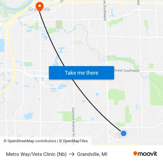 Metro Way/Vets Clinic (Nb) to Grandville, MI map