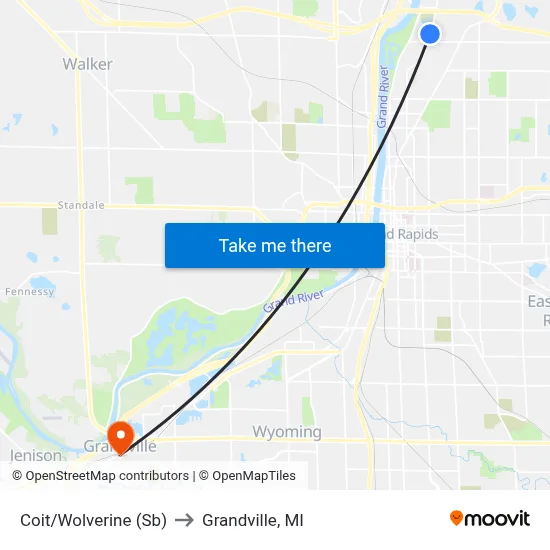 Coit/Wolverine (Sb) to Grandville, MI map