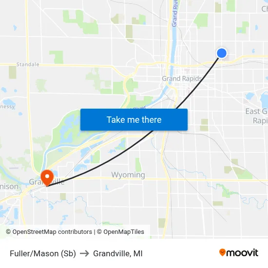 Fuller/Mason (Sb) to Grandville, MI map