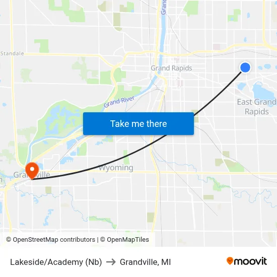 Lakeside/Academy (Nb) to Grandville, MI map