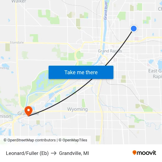 Leonard/Fuller (Eb) to Grandville, MI map