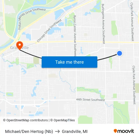 Michael/Den Hertog (Nb) to Grandville, MI map