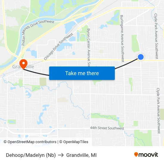 Dehoop/Madelyn (Nb) to Grandville, MI map