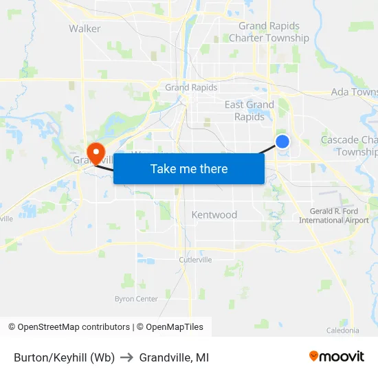 Burton/Keyhill (Wb) to Grandville, MI map