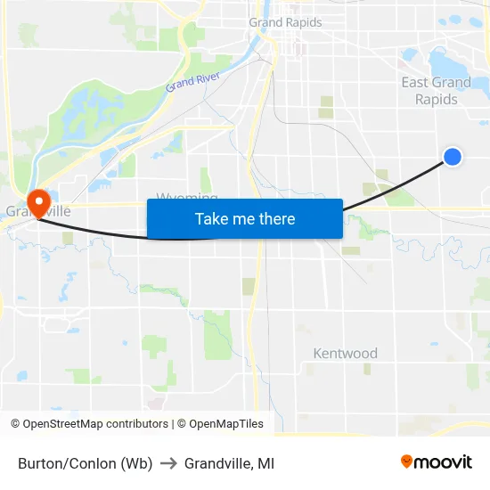 Burton/Conlon (Wb) to Grandville, MI map