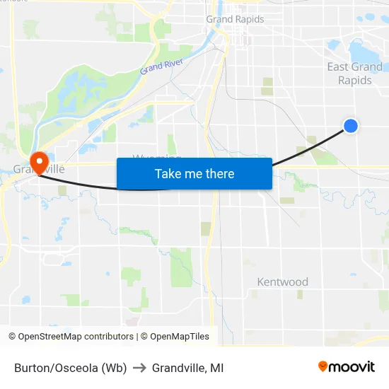 Burton/Osceola (Wb) to Grandville, MI map