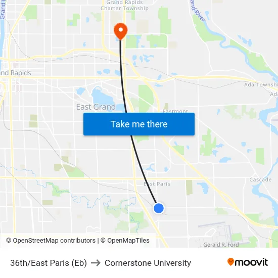 36th/East Paris (Eb) to Cornerstone University map