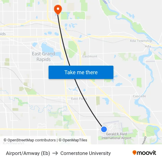 Airport/Amway (Eb) to Cornerstone University map
