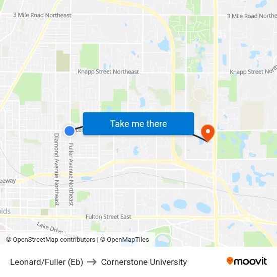 Leonard/Fuller (Eb) to Cornerstone University map