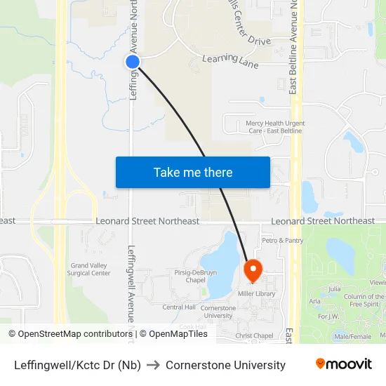 Leffingwell/Kctc Dr (Nb) to Cornerstone University map