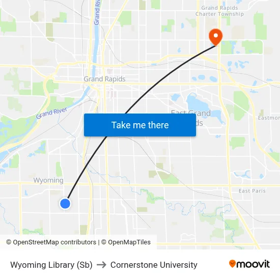 Wyoming Library (Sb) to Cornerstone University map