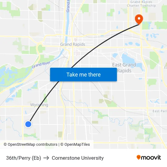 36th/Perry (Eb) to Cornerstone University map