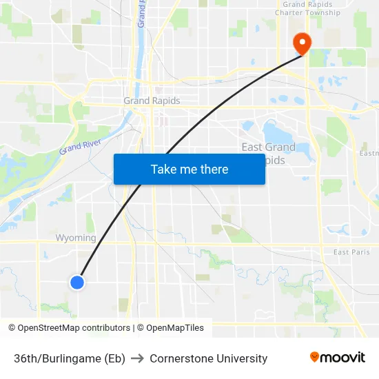 36th/Burlingame (Eb) to Cornerstone University map