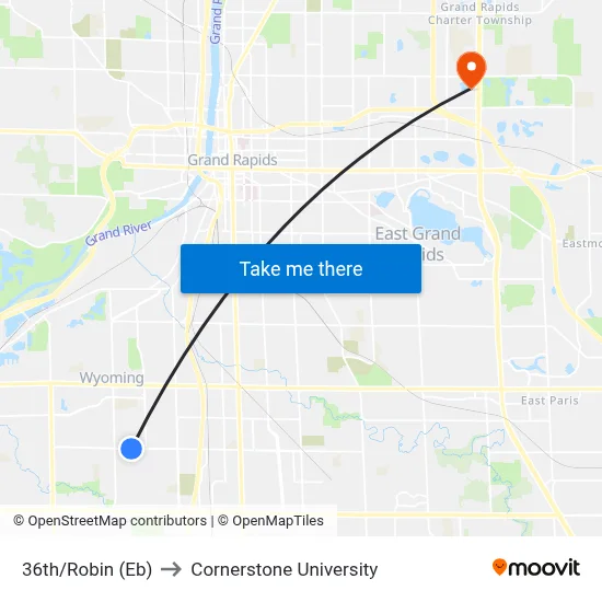 36th/Robin (Eb) to Cornerstone University map