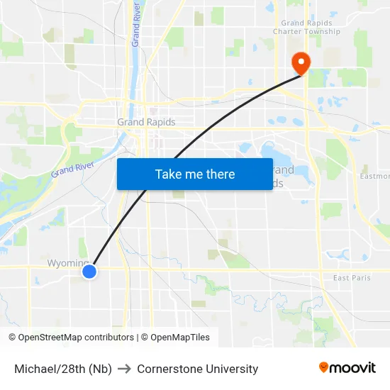 Michael/28th (Nb) to Cornerstone University map