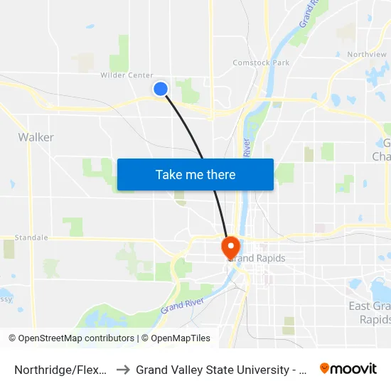 Northridge/Flexco (Wb) to Grand Valley State University - Pew Campus map