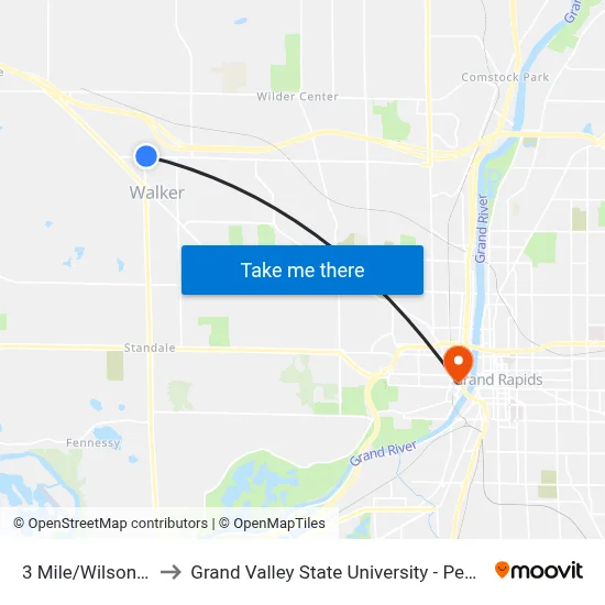 3 Mile/Wilson (Wb) to Grand Valley State University - Pew Campus map