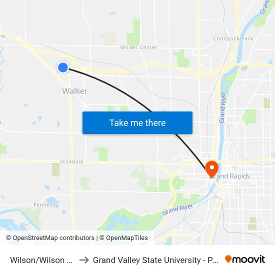 Wilson/Wilson Ct (Nb) to Grand Valley State University - Pew Campus map