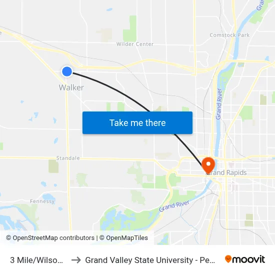 3 Mile/Wilson (Eb) to Grand Valley State University - Pew Campus map