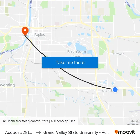 Acquest/28th (Eb) to Grand Valley State University - Pew Campus map