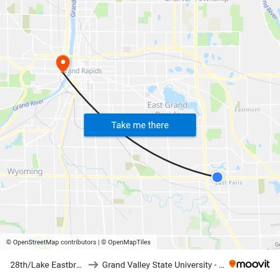 28th/Lake Eastbrook (Wb) to Grand Valley State University - Pew Campus map