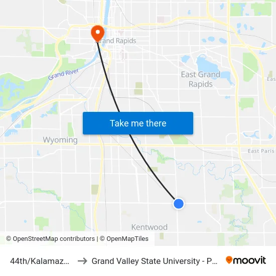 44th/Kalamazoo (Eb) to Grand Valley State University - Pew Campus map