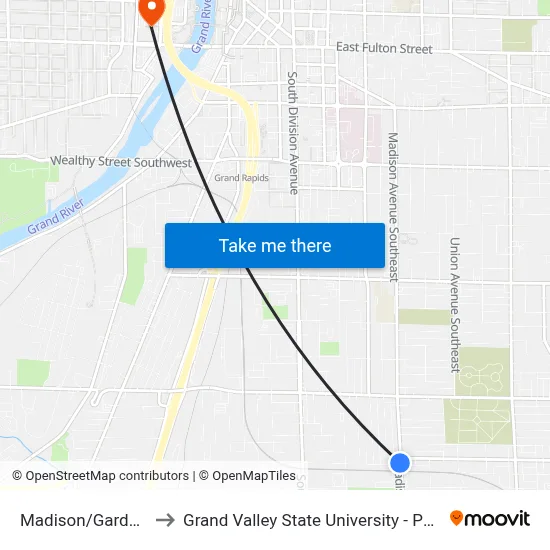 Madison/Garden (Sb) to Grand Valley State University - Pew Campus map