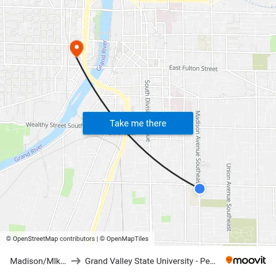 Madison/Mlk (Nb) to Grand Valley State University - Pew Campus map
