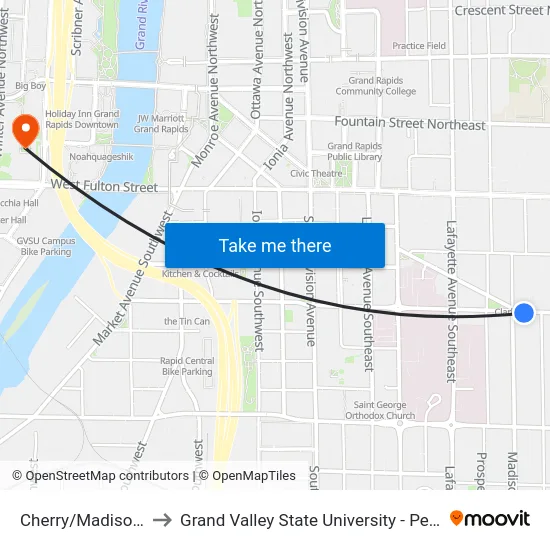 Cherry/Madison (Eb) to Grand Valley State University - Pew Campus map