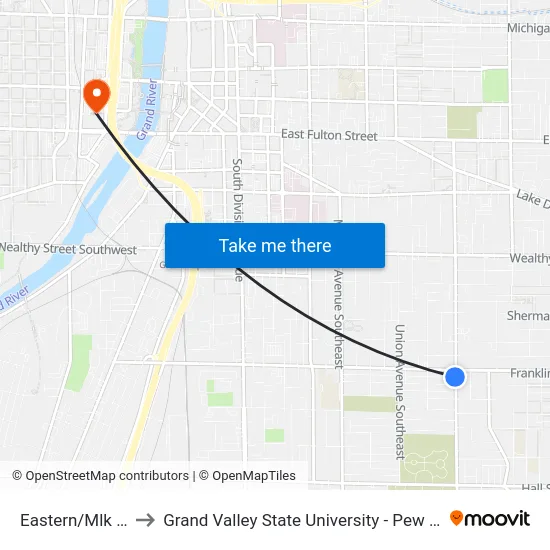 Eastern/Mlk (Sb) to Grand Valley State University - Pew Campus map