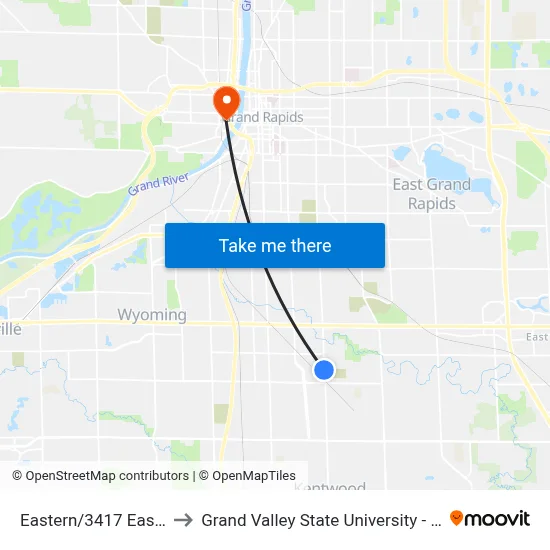 Eastern/3417 Eastern (Sb) to Grand Valley State University - Pew Campus map