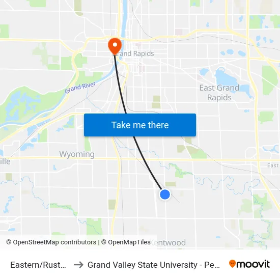 Eastern/Rusty (Sb) to Grand Valley State University - Pew Campus map
