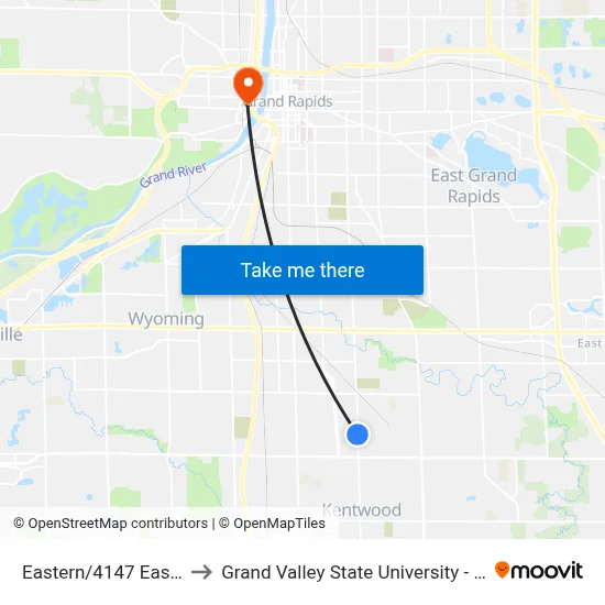 Eastern/4147 Eastern (Sb) to Grand Valley State University - Pew Campus map
