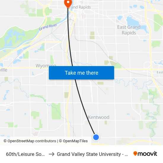 60th/Leisure South (Eb) to Grand Valley State University - Pew Campus map
