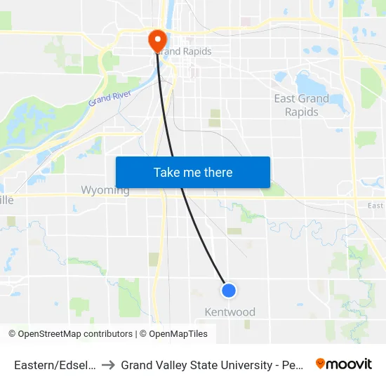 Eastern/Edsel (Nb) to Grand Valley State University - Pew Campus map