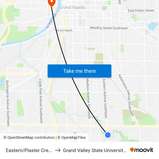 Eastern/Plaster Creek Trail (Nb) to Grand Valley State University - Pew Campus map