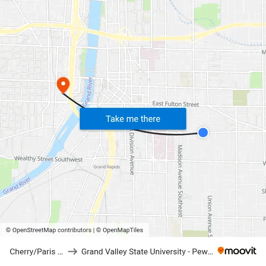 Cherry/Paris (Wb) to Grand Valley State University - Pew Campus map