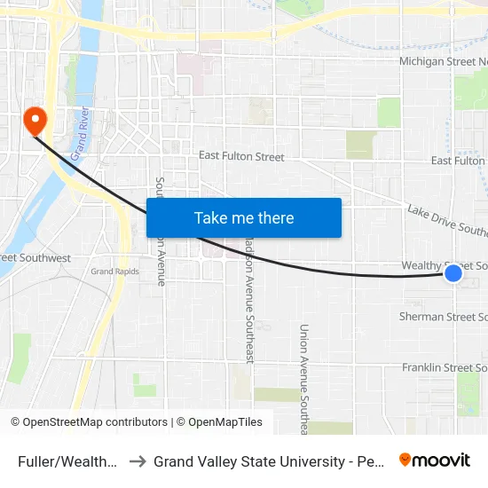 Fuller/Wealthy (Sb) to Grand Valley State University - Pew Campus map