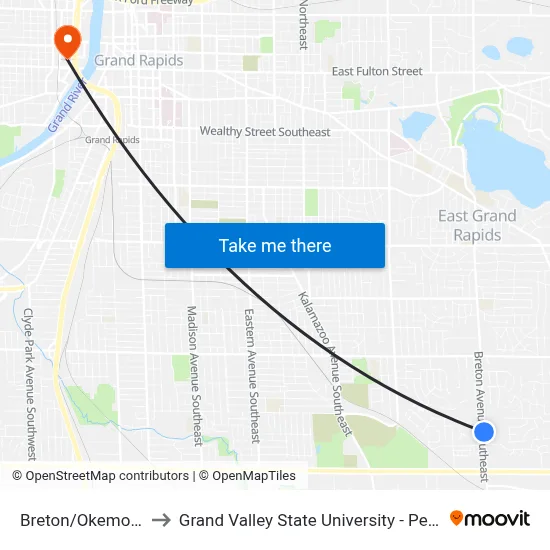 Breton/Okemos (Sb) to Grand Valley State University - Pew Campus map