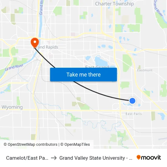 Camelot/East Paris (Wb) to Grand Valley State University - Pew Campus map