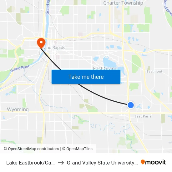 Lake Eastbrook/Camelot (Wb) to Grand Valley State University - Pew Campus map