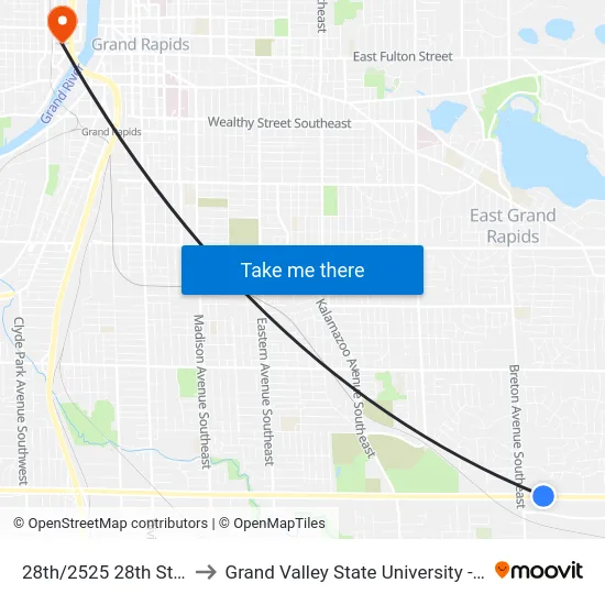 28th/2525 28th Street (Wb) to Grand Valley State University - Pew Campus map